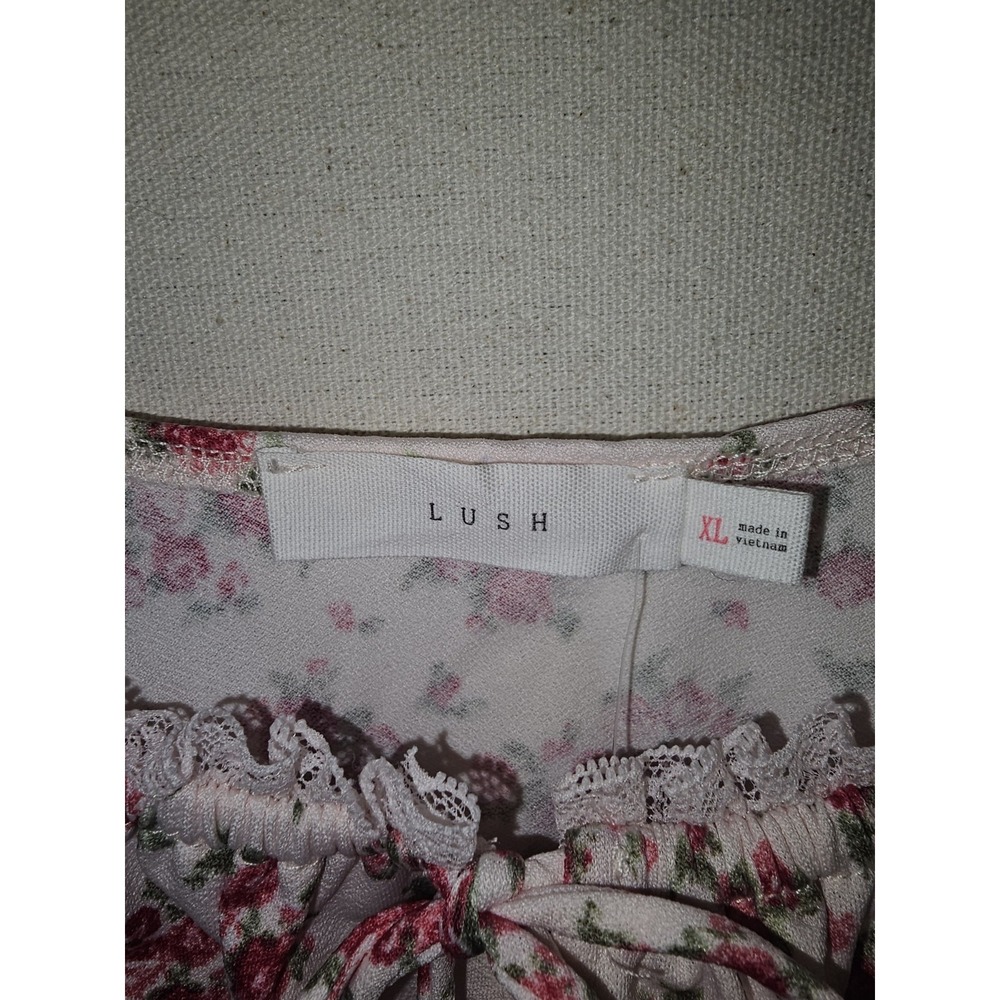 Lush Women's Floral Pink Romantic Y2k Style Sweet Feminine Blouse Top XL - Picture 2 of 8